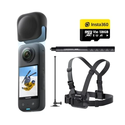 Immagine di Insta360 X3 Kit Neve Action Cam 360 impermeabile con sensore da 1/2&quot;, foto 72MP, video 5.7K, stabilizzazione, touch screen 2,29&quot;, vibrazione, editing IA, live streaming