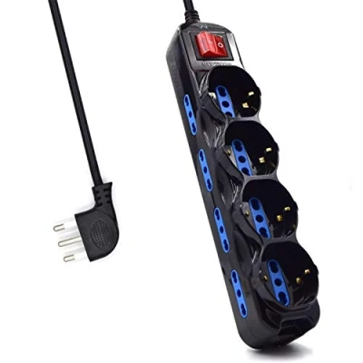 Immagine di Ewent EW3855 Multipresa Elettrica 12 posti 4 polivalenti (Schuko 10/16A) e 8 bivalenti ITA 10/16A, Spina 16A, cavo 1.5 mt, colore nero