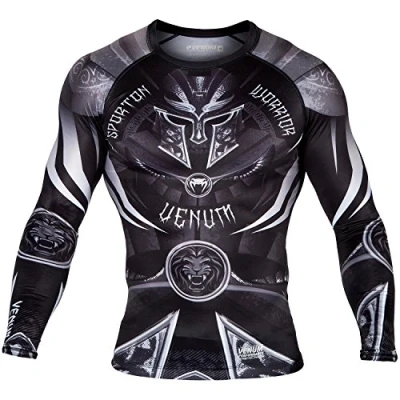 Immagine di Venum Gladiator 3.0, Rashguard Maniche Lunghe Uomo, Nero/Bianco, XL