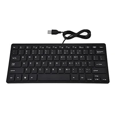 Immagine di Tastiera Cablata USB per Laptop e Desktop, Una Semplice Computer Facile da Usare, 78 Tasti Sottili, Plug And Play Ad Alta Sensibilità PC Windows(Nero)