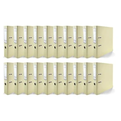 Immagine di Netuno 20 raccoglitori formato A4 7,5 cm vaniglia lucido Ekobox Premium Edition meccanismo a 2 anelli 75 mm raccoglitore per ufficio