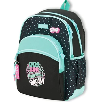 Immagine di OFITURIA Zaino Scuola Bambina, Adattabile Auto, Spallacci Ergonomici Imbottiti con Materiale Traspirante, Bimba Tasca Frontale e Laterale (Hey)