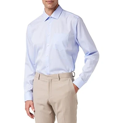 Immagine di Seidensticker Regular Bügelfrei Kent Langarm, Camicia Uomo, Blu (Hellblau/1.002), 40