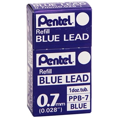 Immagine di Pentel Astuccio con 12 mine colorate per portamine, 0,7 mm, colore: Blu