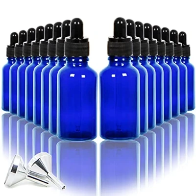 Immagine di Youngever 16 Pacchi 30ML Flacone Contagocce, Bottiglie in Vetro, Riutilizzabili Flaconi (Blu)