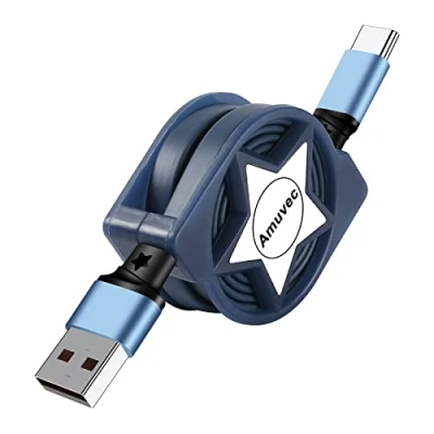 Immagine di Amuvec Cavo USB Retrattile Tipo C di Ricarica QC3.0 Rapida e Trasmissione per Smartphone Samsung Galaxy S10/ S9/ S8/S7, Huawei P30/ P20/ Mate20, Sony Xperia, OnePlus Altro