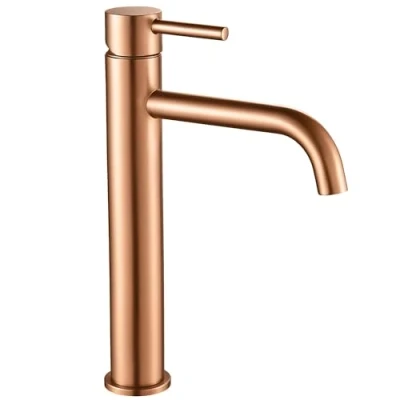 Immagine di Rea Rubinetto bagno Lavabo Lungo Brush Copper high Miscelatore da in ottone monocomando caldo e freddo regolabile (Rame spazzolato)