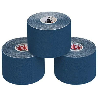 Immagine di ALPIDEX Nastro Kinesiologico Tanti Colori 1/3/ 6/12 Rotoli 5 m x 5,0 cm E Book Esempi Applicazione Tape Muscolare Cerotto, Colore:blu scuro, Quantità:3 rotolo