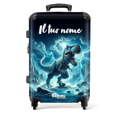 Immagine di NoBoringSuitcases.com Valigia Bambini, Grande, Personalizzabile, Trolley Bambino, Per Con TSA, Bimbo, Grande 23 kg (67 cm 72 L), (Dinosaure Blu)