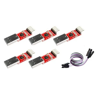 Immagine di TECNOULAB 5 pezzi Modulo convertitore seriale pin Cp2102 da USB 2.0 a UART TTL + cavo