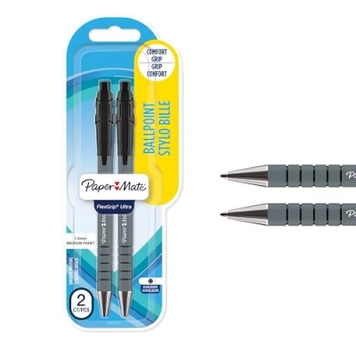 Immagine di Papermate FlexGrip Elite, Penna a Sfera con Punta Retrattile, Tratto Medio, Confezione da 2, Nero