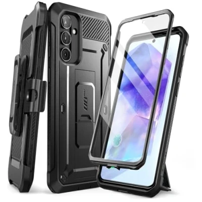 Immagine di SUPCASE Unicorn Beetle Pro Custodia con supporto per Samsung Galaxy A55 5G (versione 2024), protezione di livello militare, supporto, pellicola protettiva integrata e clip cintura, colore
