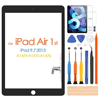 Immagine di Touch Screen Digitizer per iPad Air 1st 5, Touchscreen iPad5 9.7 A1474 A1475 A1476, Schermo tattile Frontale, Include Strumenti di Riparazione, Senza Pulsante Home (Non LCD)