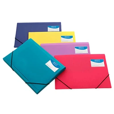 Immagine di Rapesco 0720 Cartelline Portadocumenti a 3 Lembi, A4+, Colori Assortiti, Confezione da 5