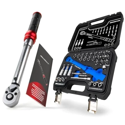 Immagine di HASKYY Set di chiavi dinamometriche da 1/4&quot;, 2,5 20 Nm, con molti accessori come asta prolunga, punte, inserti in noci, adattatore