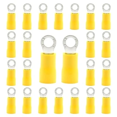 Immagine di CEEYSEE 50 Pezzi Anello Capocorda Elettrico Terminale Connettori Elettrici Diametro Foro M4 Crimpare Per Cavi Da 4,0 6,0 mm² (Giallo/YPRY4)