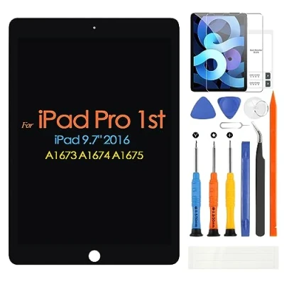 Immagine di ARSSLY LCD Schermo per iPad Pro 9,7 A1673 A1674 A1675 2016 Generazione Display Digitizer Touch Screen Pannello Vetro Sostituzione Assembly con Strumenti(Nero,9,7&quot;)