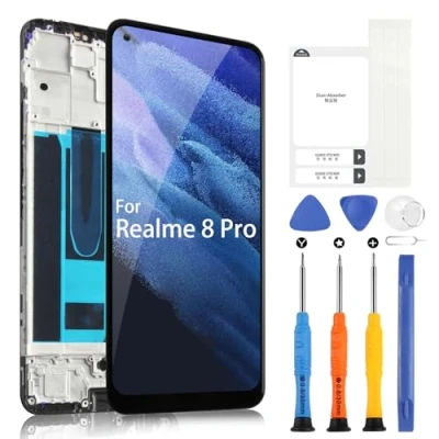 Immagine di ARSSLY LCD Schermo per Realme 8 PRO RMX3081/Realme 4G RMX3085 6.4&quot; Display Digitizer Touch Assembly con Strumenti(Nero Cornice)