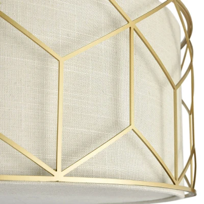 Immagine di MAYTONI DECORATIVE LIGHTING Elegante Lampadario da Soffitto, 5 luci, Rotondo Paralume in Tessuto Beige, Struttura Metallo Dorato, Design classico, Art Deco, per lampadine E27 60W non incl
