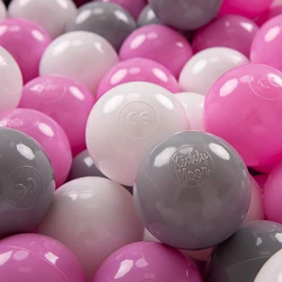Immagine di KiddyMoon 700 Palline/7Cm Palline Morbide Colorate Per Piscina Bambini Fatto In EU, Grigio/Bianco/Rosa