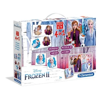 Immagine di Clementoni 18059 Edukit 4 in 1 Disney Frozen 2 set di giochi (memo, domino, cubi, puzzle 30 pezzi) gioco educativo 3 anni, memory, bambini Made Italy