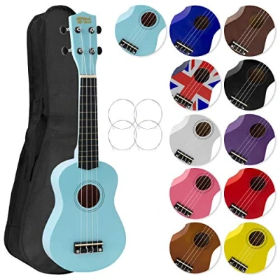 Immagine di Mad About SU8 LBL Ukulele soprano in azzurro con custodia morbida, plettro e corde di ricambio, Ora dotato carbonio nere che offrono un suono più brillante
