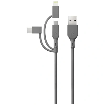 Immagine di GP Batteries Cavo di ricarica USB 2.0 Spina A, Connettore Apple Lightning, Micro B, C® 1.00 m Grigio GPCBCY1NGYUSB313