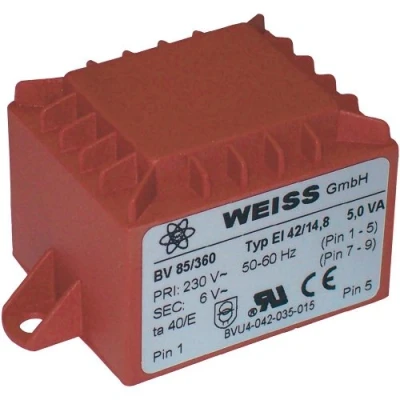 Immagine di Weiss Elektrotechnik 85/362 Trasformatore per PCB 1 x 230 V 12 V/AC 5 VA 417 mA
