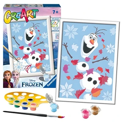 Immagine di Ravensburger CreArt Serie E, Frozen, Cheerful Olaf, Dipingere con i Numeri, Kit Pittura Bambini, Cornice Inclusa, Gioco Educativo, Idea Regalo Bambino e Bambina 7+ Anni, 18x13 cm