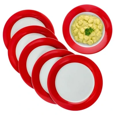 Immagine di MamboCat Set di 6 piatti piani in porcellana colorata per persone, grandi colorati pasti principali a colazione, pranzo, caffè e pane da sera
