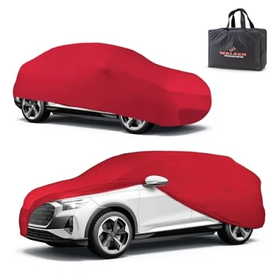 Immagine di WALSER Telone per auto interni Indoor Stretch Plus, morbido uso interno, garage completo lavabile, antipolvere SUV M, rosso
