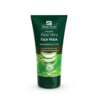 Immagine di Maschera Viso Aloe Pura Vera, Naturale, Vegana, Senza Crudeltà, Parabeni e SLS, Testata Dermatologicamente, Lenitiva, 150ml