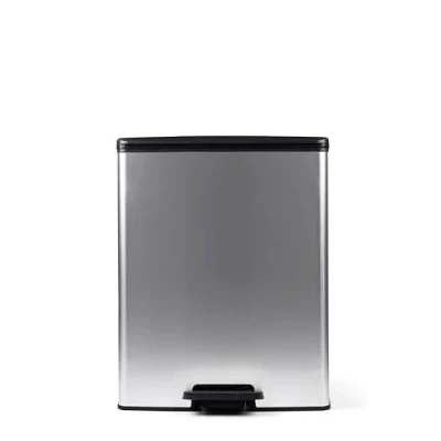 Immagine di Curver Deco bin slim 254619 Bidone della spazzatura 52 l (L x A P) 486 615 284 mm Argento, Nero 1 pz.