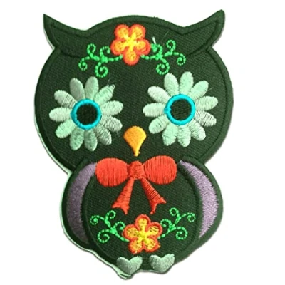 Immagine di Gufo Animale Bambini Toppe Termoadesive Patch Toppa Ricamate, Misura: 6,7 x 9 cm, Farbvariante:nero