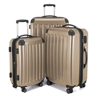 Immagine di HAUPTSTADTKOFFER ALEX set di 3 valigie, valigie rigide, trolley, bagaglio da viaggio opaco, viaggio, 4 ruote doppie (S, M e L), Champagne