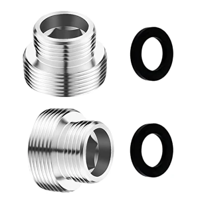 Immagine di Adattatore per Rubinetto in Metallo Filettatura Maschio da M18 a M22 Connettore Aeratore e Depuratore Acqua Cucina con Quarnizione Gomma (2 pz)