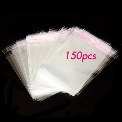 Immagine di 150 Bustine di Cellophane Trasparenti Autoadesivi. Sacchetti Plastica OPP Sigillati Senza Fori per Regali, Gioielli, Carte..