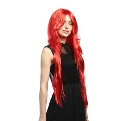 Immagine di WIG ME UP 91126 ZA13 Parrucca Donna Carnevale Rosso Fuoco Liscia Scalata Riga Molto Lunga 85 cm