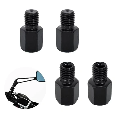 Immagine di 4 Pezzi Viti per Specchietto Moto, Adattatore Retrovisore Moto Scooter, da M10 Filettatura Destra a Sinistra/Filettatura