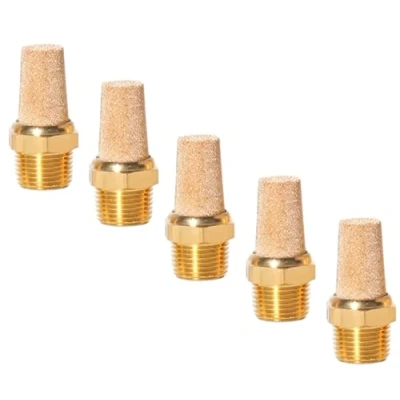 Immagine di Silenziatore pneumatico in bronzo sinterizzato 3/8&quot;, set da 5 silenziatori ad aria compressa di qualità industriale (5, 3/8&quot;)