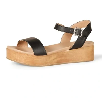 Immagine di Amazon Essentials Sandalo Flatform a Due Fasce Donna, Nero, 36 EU
