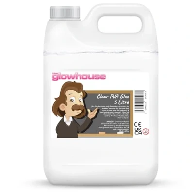 Immagine di The Glowhouse 5 litri di colla trasparente PVA lavabile, ecologica artigianale, scolastica, viscosa (5 litri)