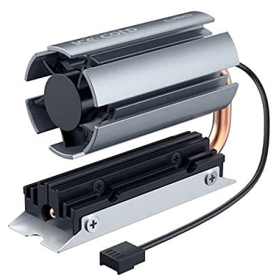 Immagine di Ineo Heatpipe Radiatore con Ventola PWM di raffreddamento girevole per M.2 SSD (2280) Tubo calore in rame da 6 mm Velocità regolabile M9