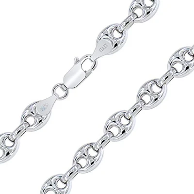 Immagine di Planetys Catenina Argento Sterling 925 Rodiato Modello Grana di caffè Vuota Larghezza: 7.5 mm Lunghezza: 50 cm