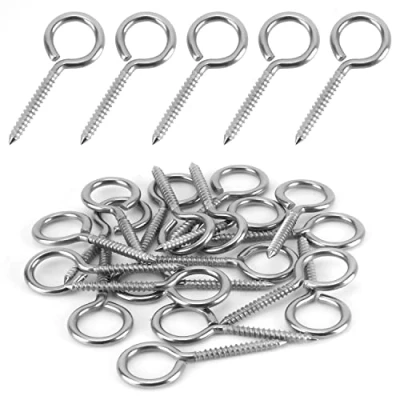 Immagine di BELLE VOUS Confezione da 20 Vite a Occhiello in Acciaio Inossidabile Viti M4 per Impieghi Gravosi 5,3 cm Anelli Autofilettanti Metallo Amache, Sedie Dondolo Uso Interno/Esterno