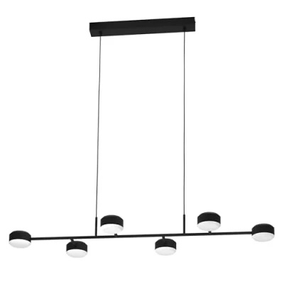 Immagine di Eglo LED lampada a sospensione Clavellina, sospesa 6 luci, illuminazione per soggiorno e sala da pranzo in metallo acrilico nero bianco, luce bianco calda