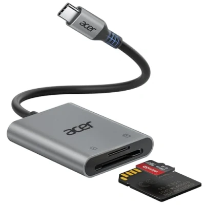 Immagine di acer Lettore di Schede SD USB C, Adattatore Memoria MicroSD C 5Gbps, Lettura e Scrittura Simultanea per SDHC/SDXC/MMC, Compatibile con iPhone 16 Plus Pro Max iPad Macbook Air