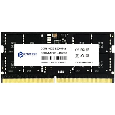 Immagine di ByteFest RAM DDR5 16GB 5200MHz PC5 41600 CL42 1.1V SODIMM On die ECC 262 Pin Laptop/Notebook Moduli di memoria