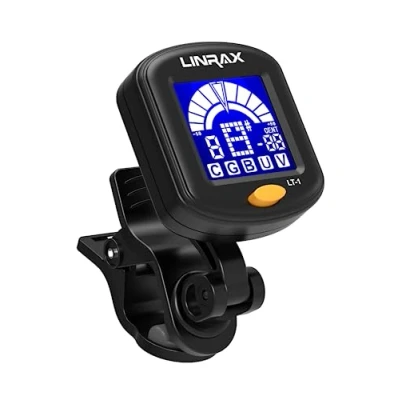 Immagine di Linrax LT 1 Accordatore Chitarra, Cromatico per Basso, Ukulele, Violino, Banjo, Mandolino, Display LCD 360, Clip On Tuner Digitale tutti gli Strumenti a Corde, Nero