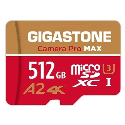Immagine di [5 Anni Recupero Dati Gratuito] GIGASTONE 512 GB Scheda MicroSDXC, Camera Pro MAX, di Memoria A2 V30 per Gopro, Action Cam, 4K UHD Video, Fino a 160/100 MB/s, UHS I U3 C10 con Adattatore